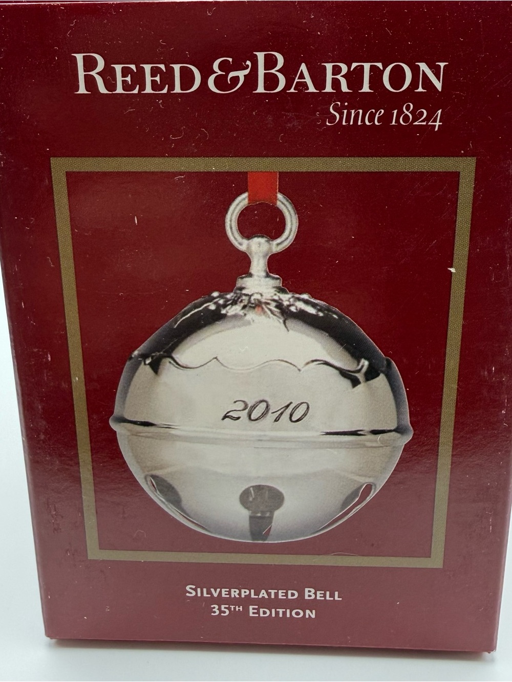 Reed & Barton 2010 Holly Bell Silverplate Christmas Ornament w/ Box